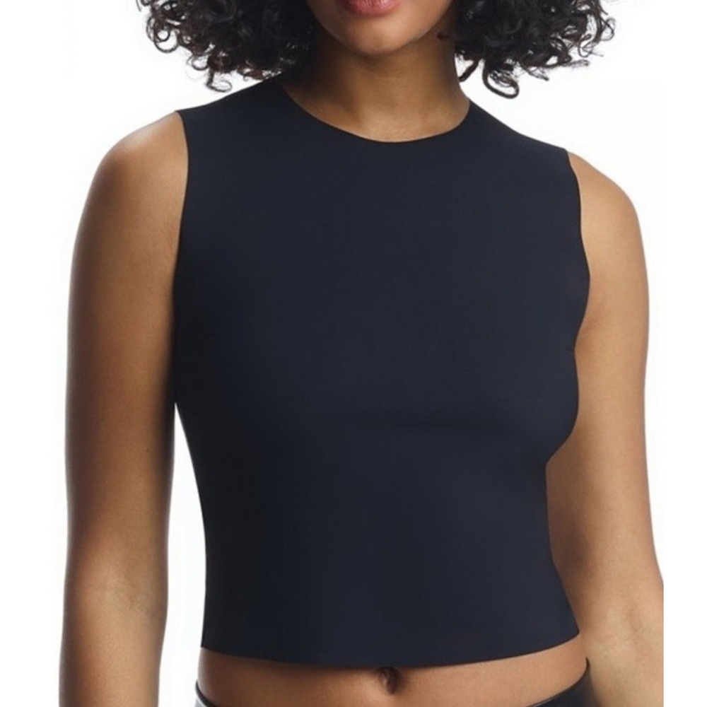 Commando Black Bonded Signature Shell Sleeveless High Neck Tank Top Small